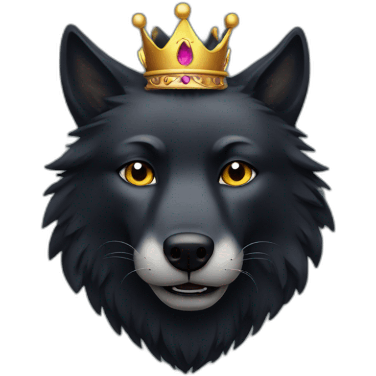 black wolf face with crown emoji