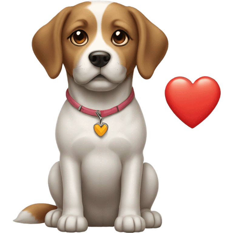 Dog with korean heart emoji