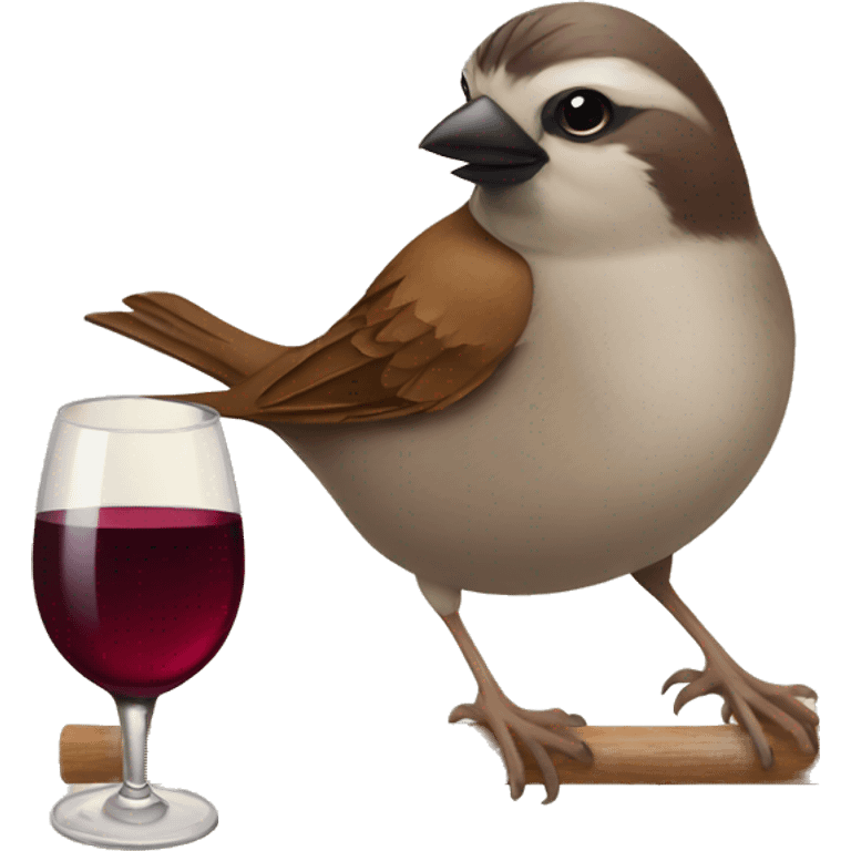 sparrow with wine emoji