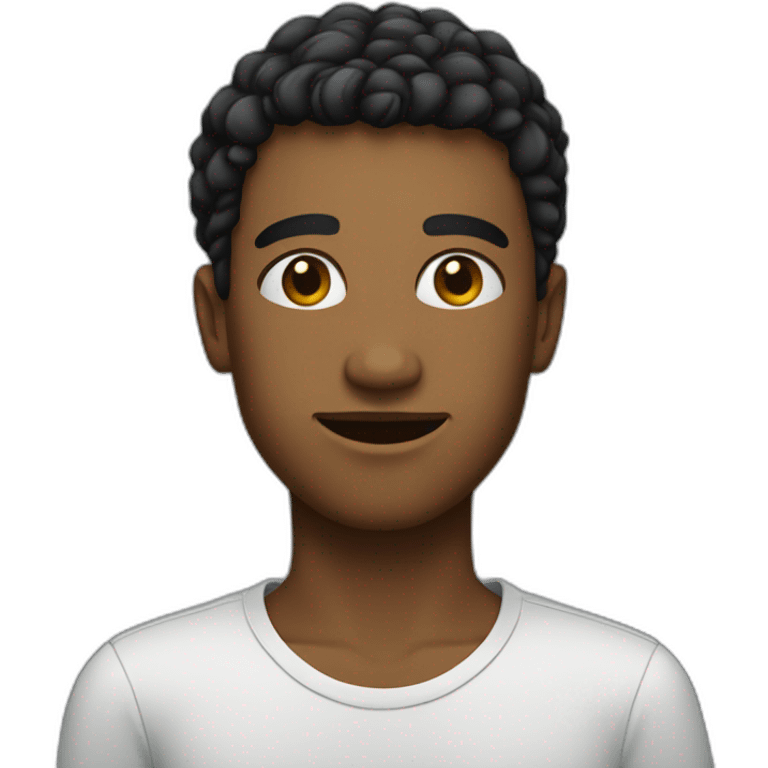 A young man with a square face having a square object emoji