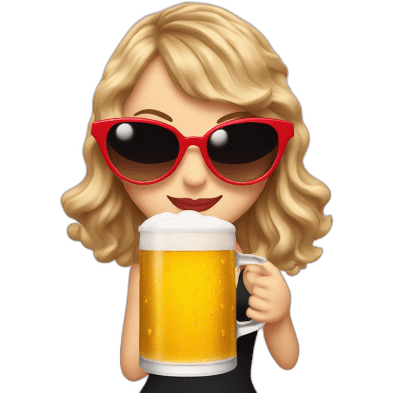 Taylor swift drinking beer with heart sunglasses emoji