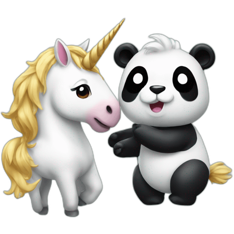 Unicorn and panda playing emoji