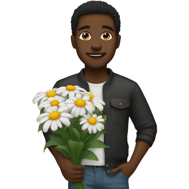 Black guy with flowers  emoji