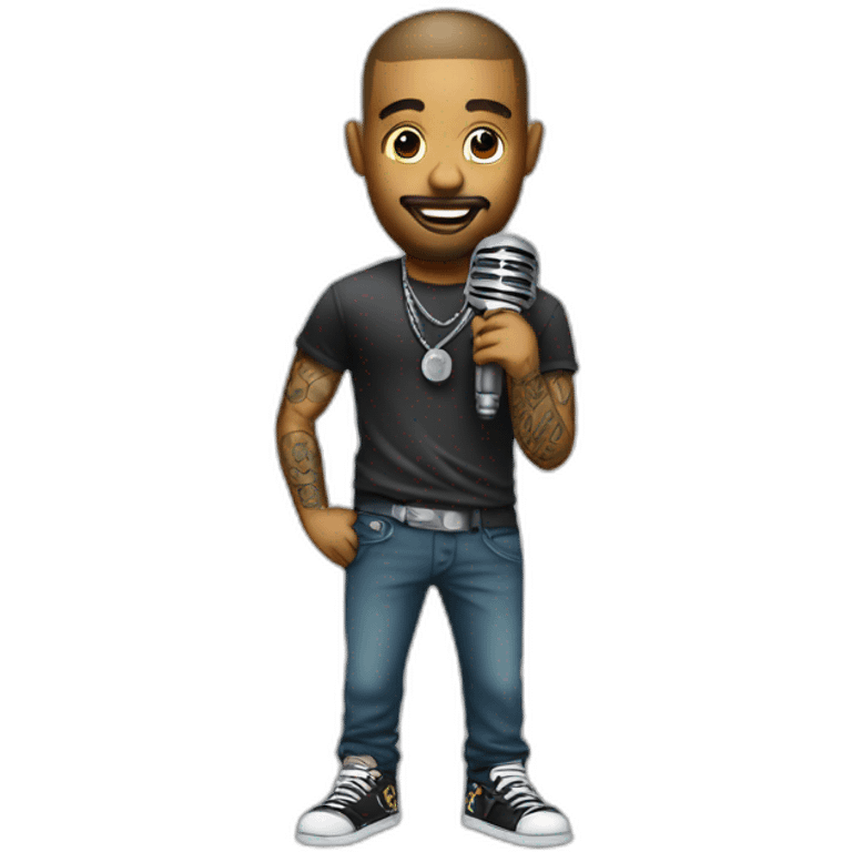 Tattooed hip hop man microphone  emoji