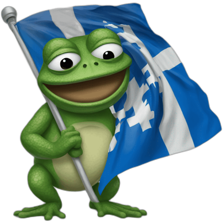 Pepe the frog holding Quebec flag emoji