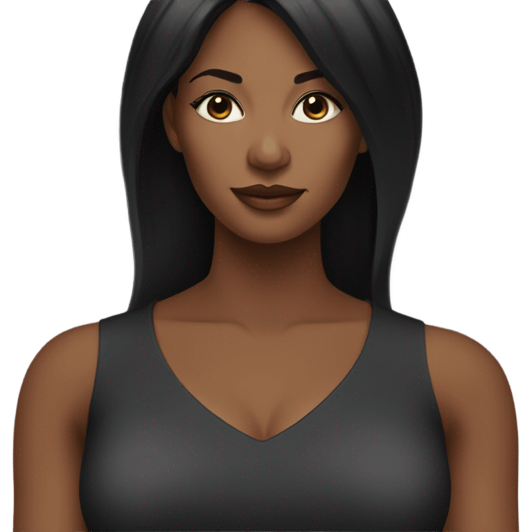 black woman with black long hair and a nice top emoji