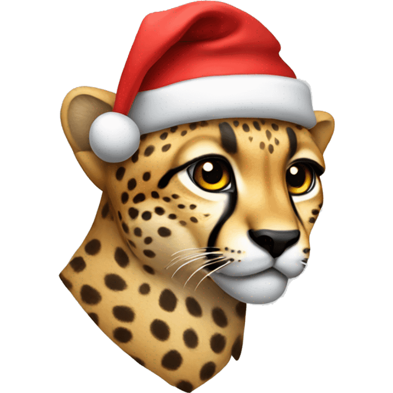 Cheetah with a Santa hat emoji