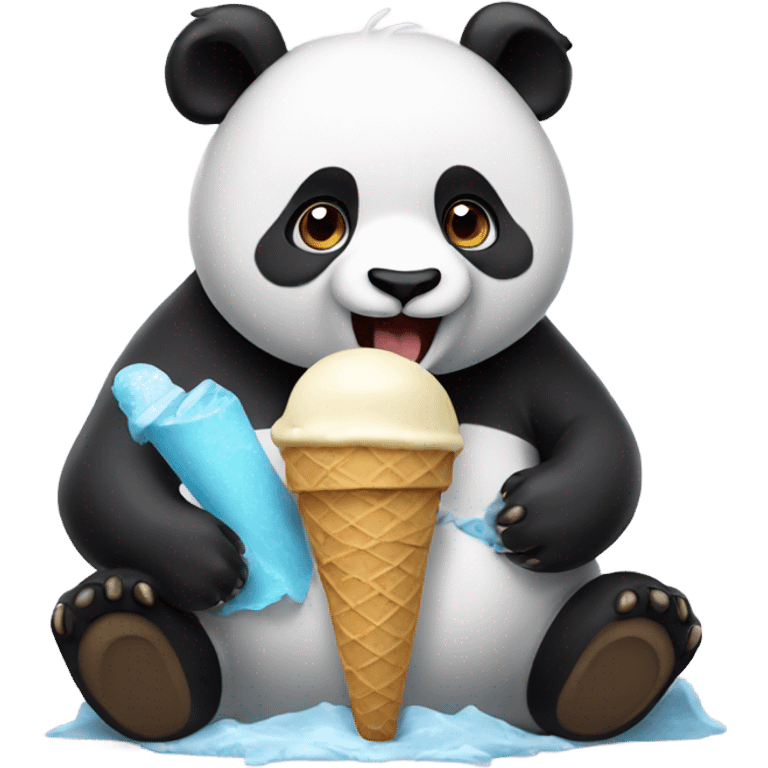 Panda eating ice cream emoji