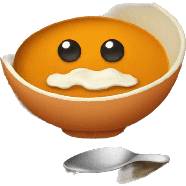 pumpkin soup with beige plate and spoon emoji