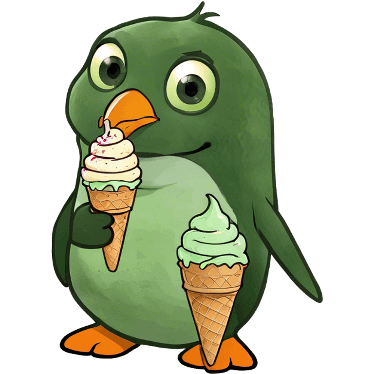 Penguin eating ice cream  emoji