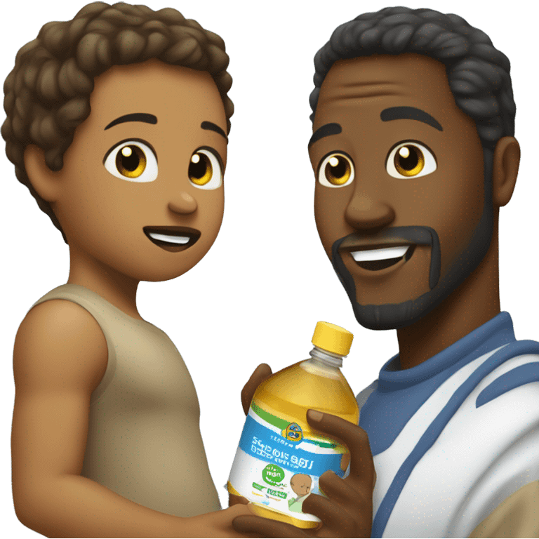 Black guy with goatee and buzz holding baby oil emoji