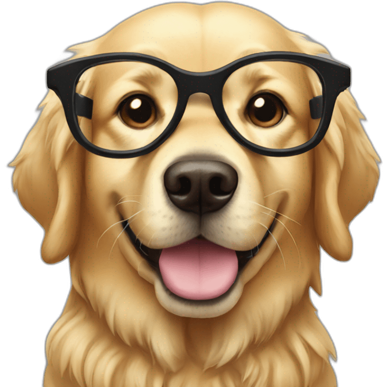 Golden retriever with glasses emoji