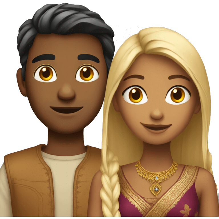 Pretty indian girl with blonde boyfriend emoji