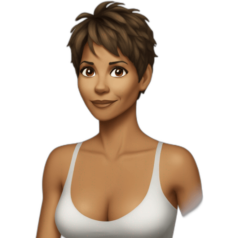 Halle berry sans dress sweaty emoji