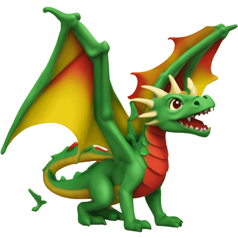 graoully dragon, green body and red back and green / yellow wings emoji