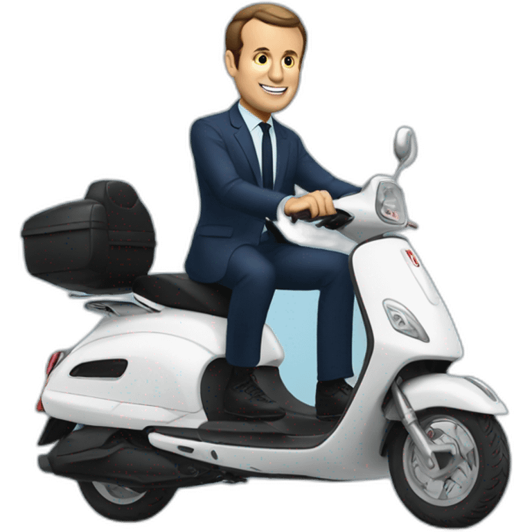 Macron sur un scooter emoji