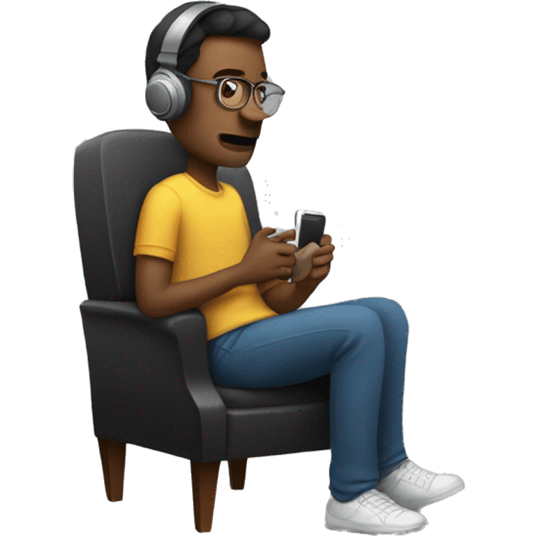 Man sitting in chair and listening music emoji