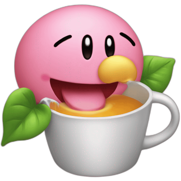 kirby drinking béer emoji