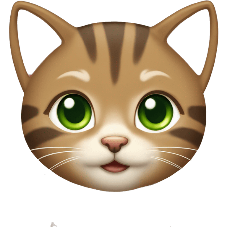 extremely cute kawaii brown tabby girl kitten with green eyes emoji