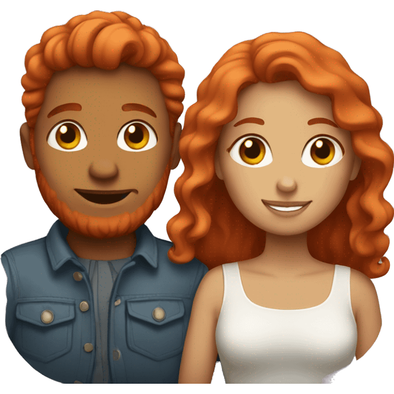 Red haired couple in love emoji