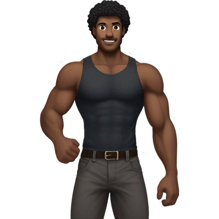 homem negro com musculos do baki, com cabelo encaralocado loiro emoji