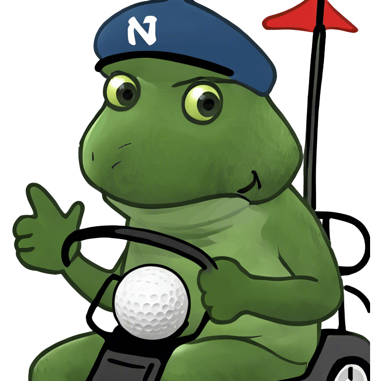 Bufo playing golf in a golf kart emoji