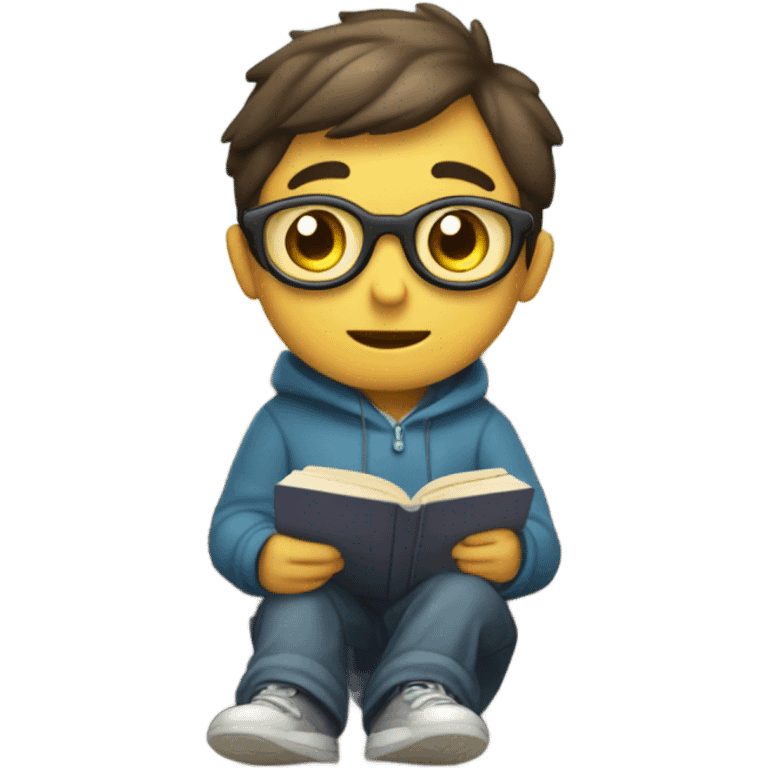 A boy reading a book at part in the morning with text "Gadget Lab" emoji