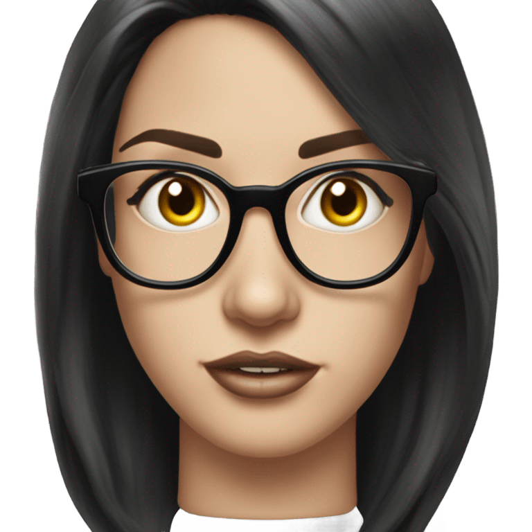 Caucasian Hyper realistic long dark hair and tattoos  with glassesbig lips emoji