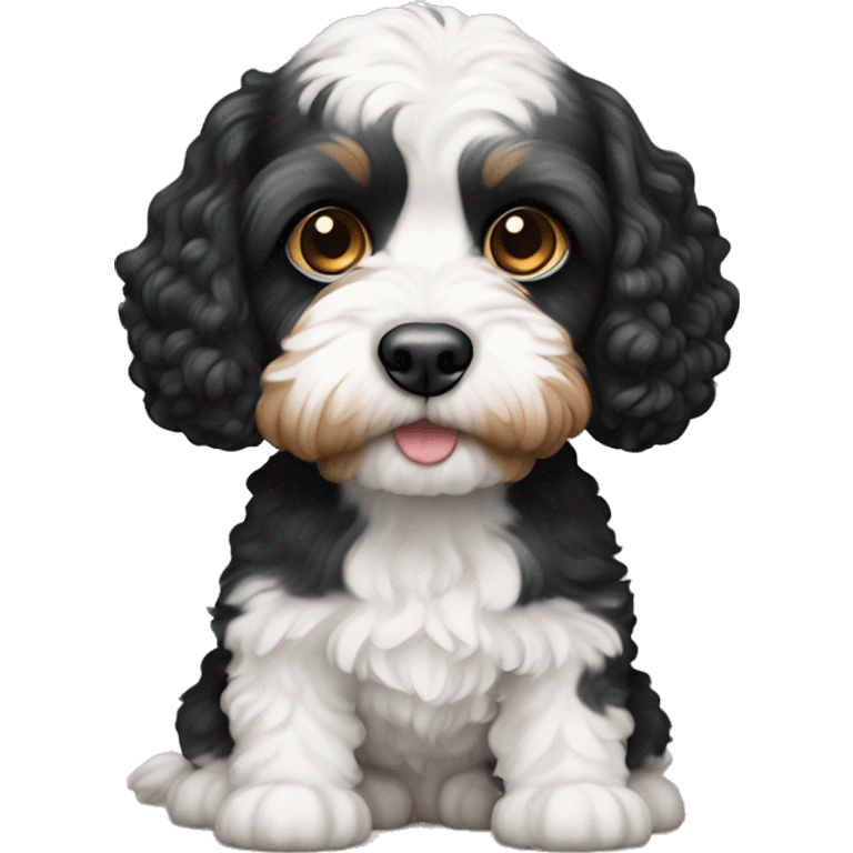 Black and white cavapoo with tan eyebrows  emoji