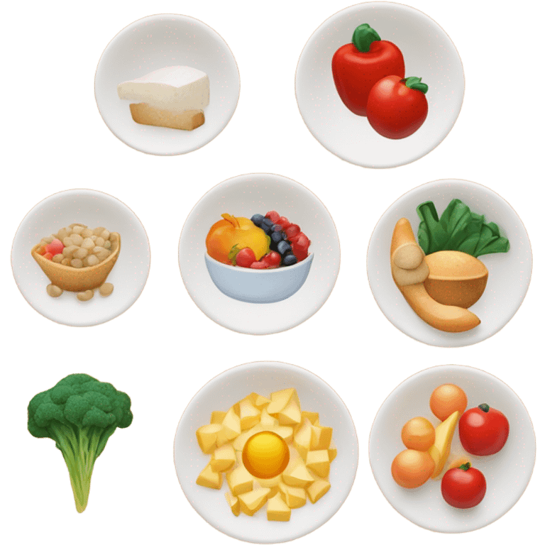 Nutrition list with dish icons and check marks. emoji