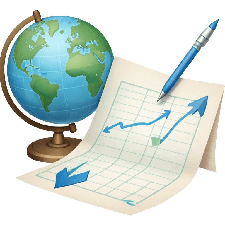 Create an emoji representing language translation. The design should feature a globe in the background, symbolizing international communication. In front of the globe, place two books or sheets of paper, with a pen nearby to indicate the act of writing. Add two arrows pointing in opposite directions between the sheets to represent the translation process. Use a clean and professional color palette with blues, greens, and neutral tones. Make the background transparent. emoji