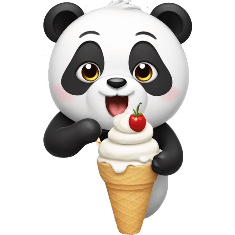 Panda eating ice cream emoji