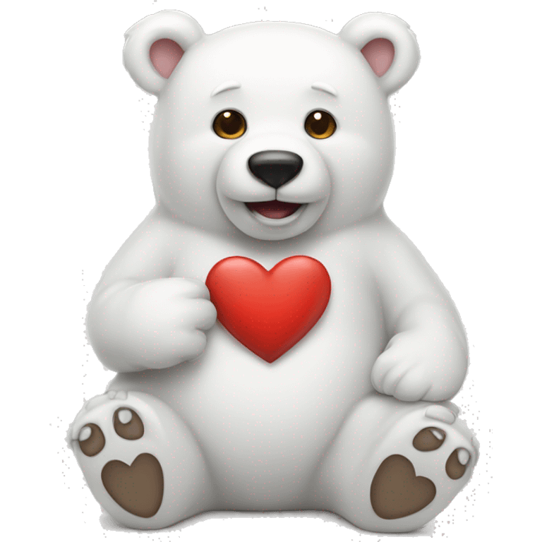 White bear with a heart emoji