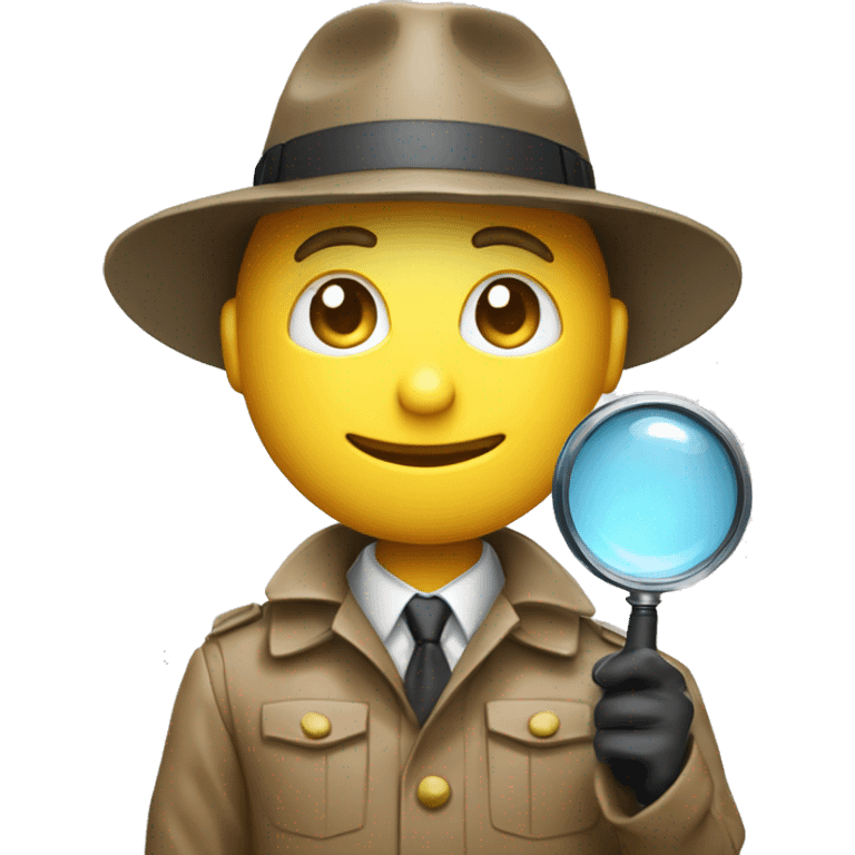 a man in a detective suit, in a raincoat, with a hat and a magnifying glass in his hands. White skin emoji