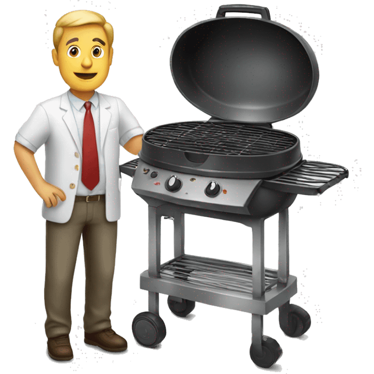 expert man standing at a grill emoji