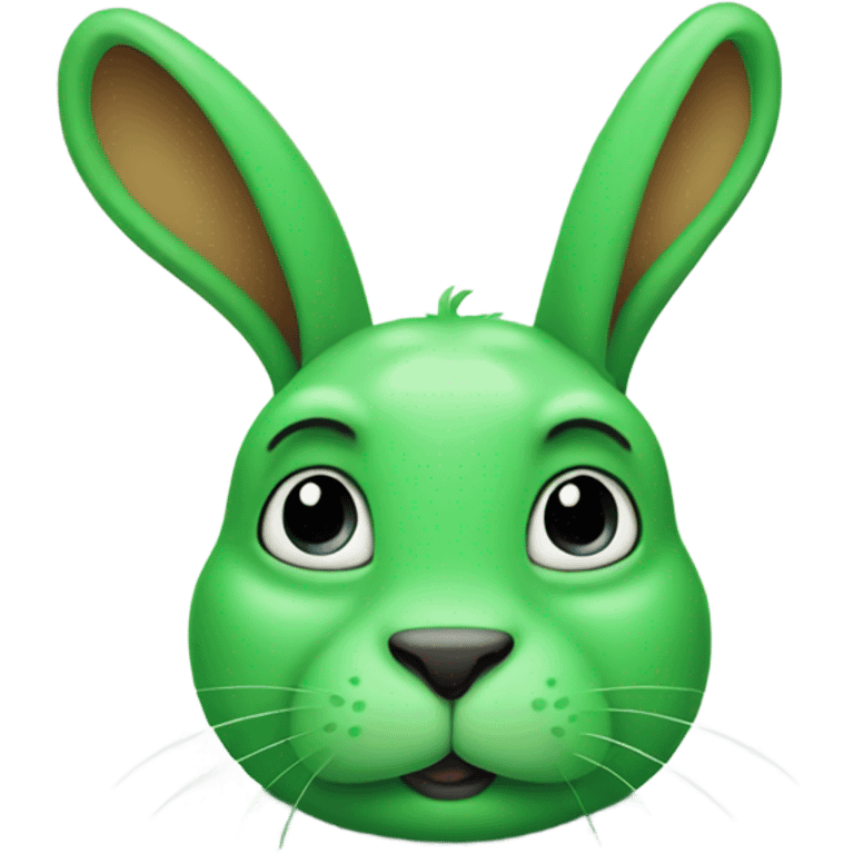 Green rabbit with long ears pointing down emoji