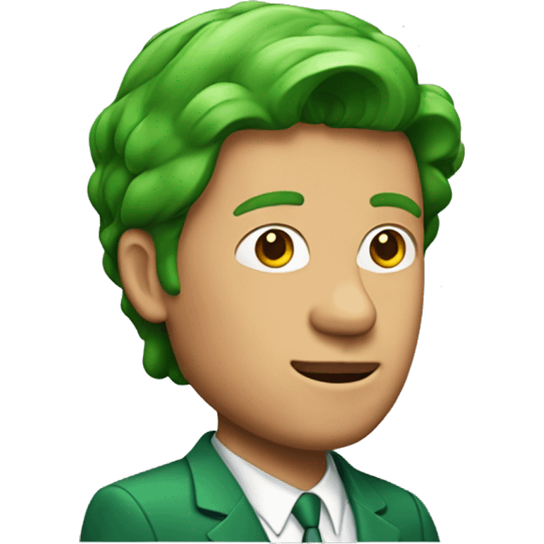 man with red mullet hair and green suit emoji