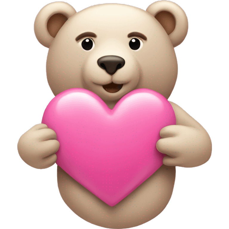 Pink heart with bear emoji