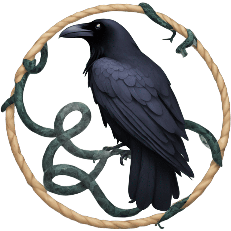 A raven with snakes coiling around it emoji