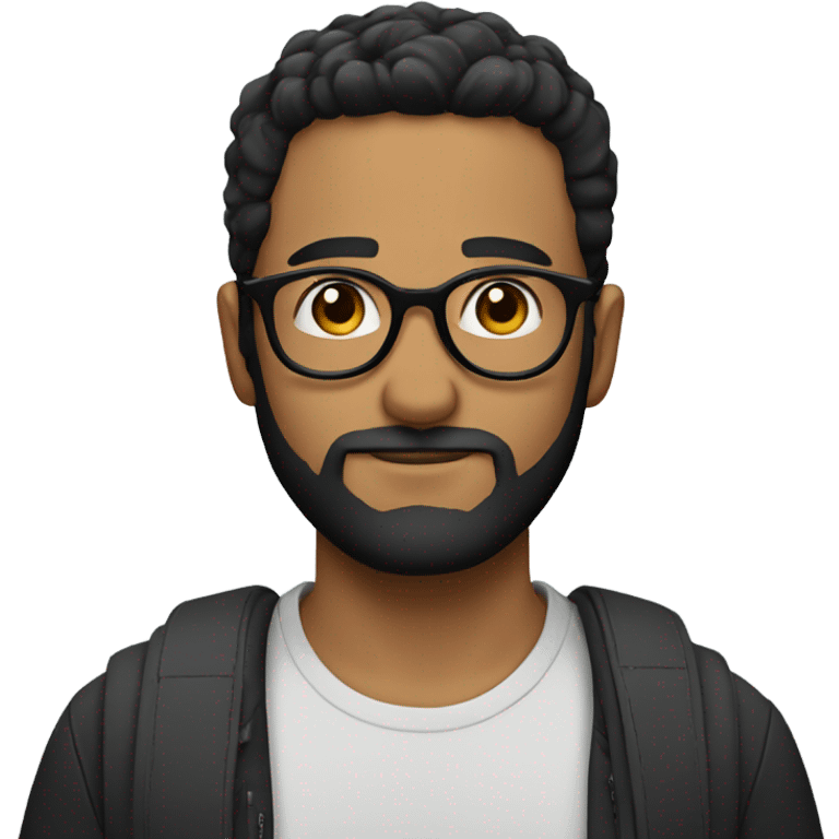 full Man with short black hair, circular beard and glasses  emoji