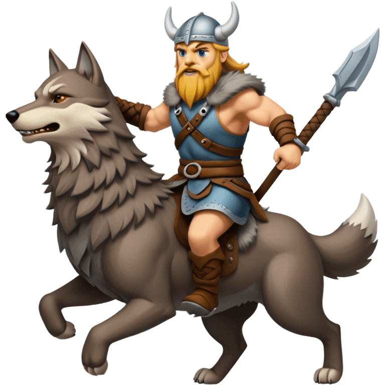 Viking Warrior Riding A Wolf  emoji