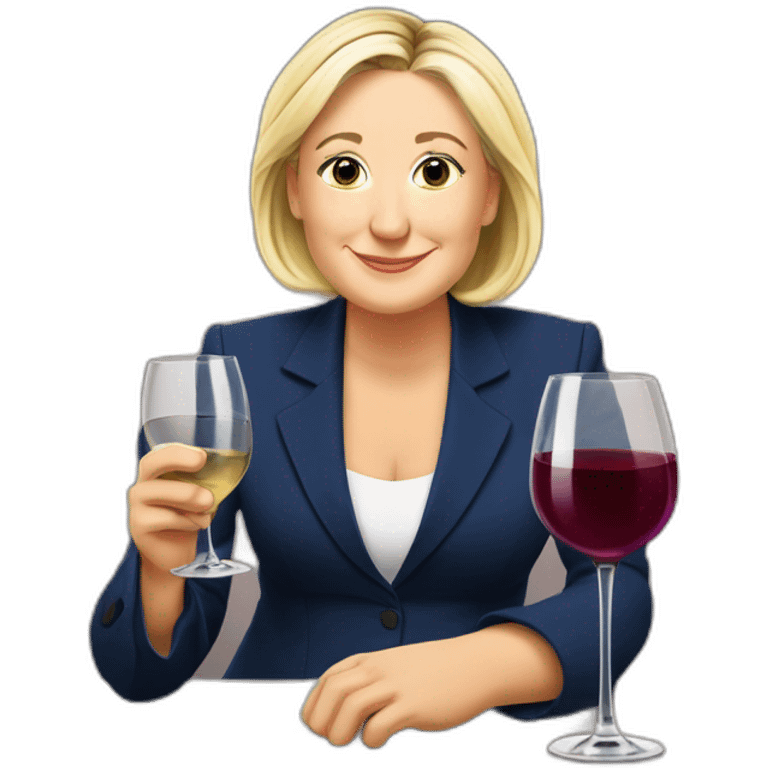 Marine le pen avec un verre de vin emoji