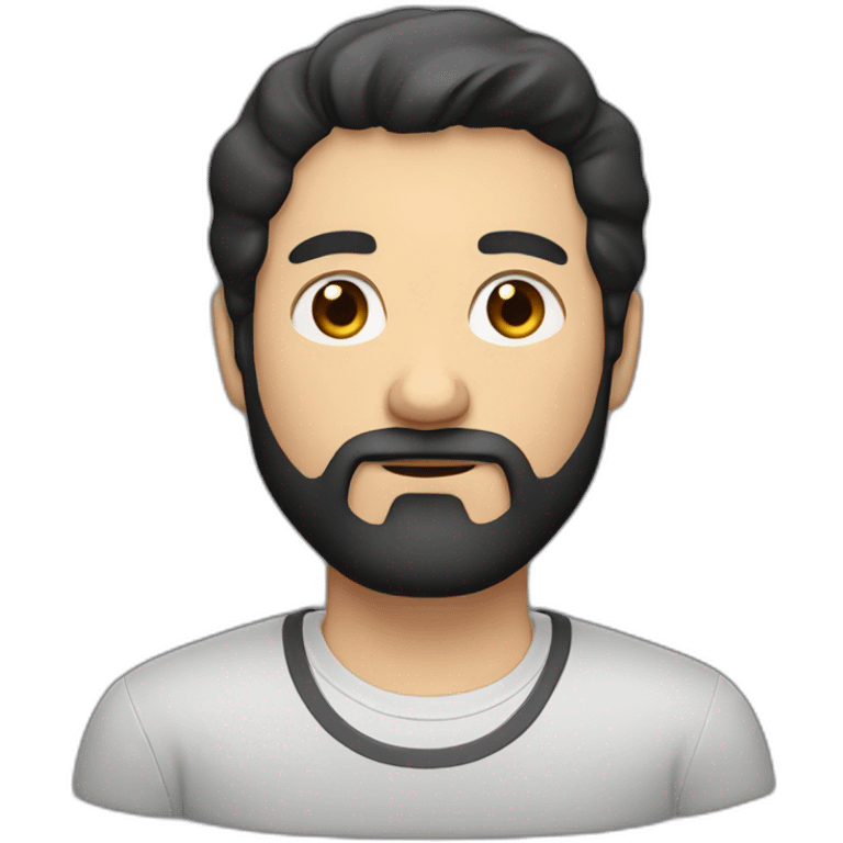 White Man with beard AND black hair of three days AND a shirt emoji