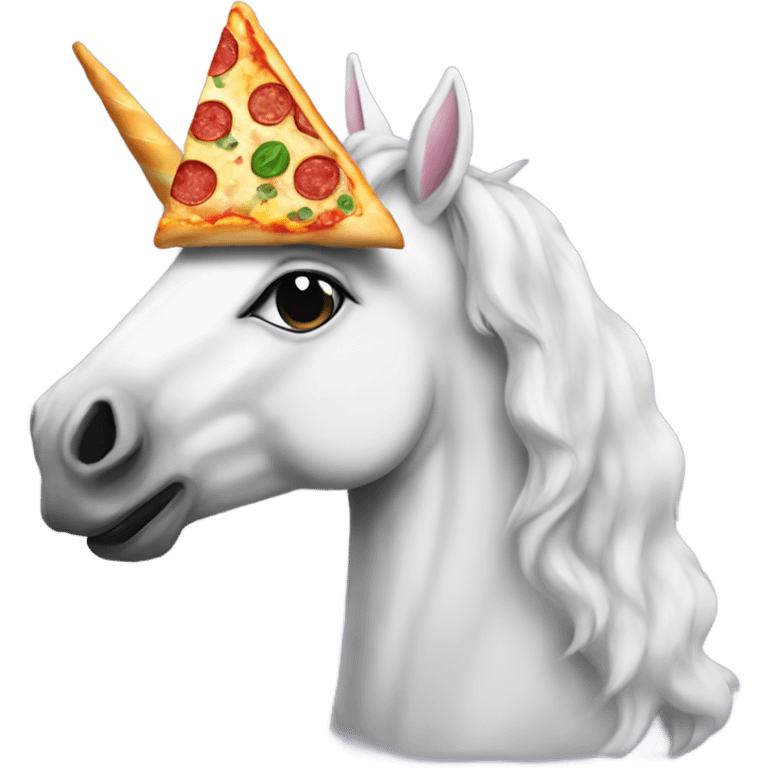 Unicorn wearing a pizza hat emoji