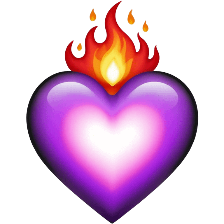 Light purple red and black flaming heart emoji