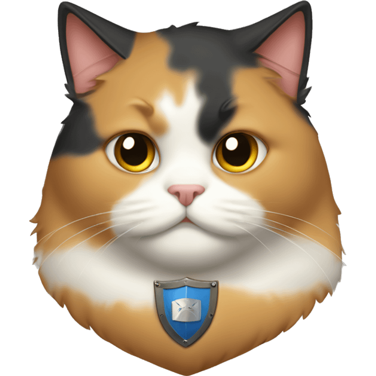 Fat calico cat with a shield  emoji