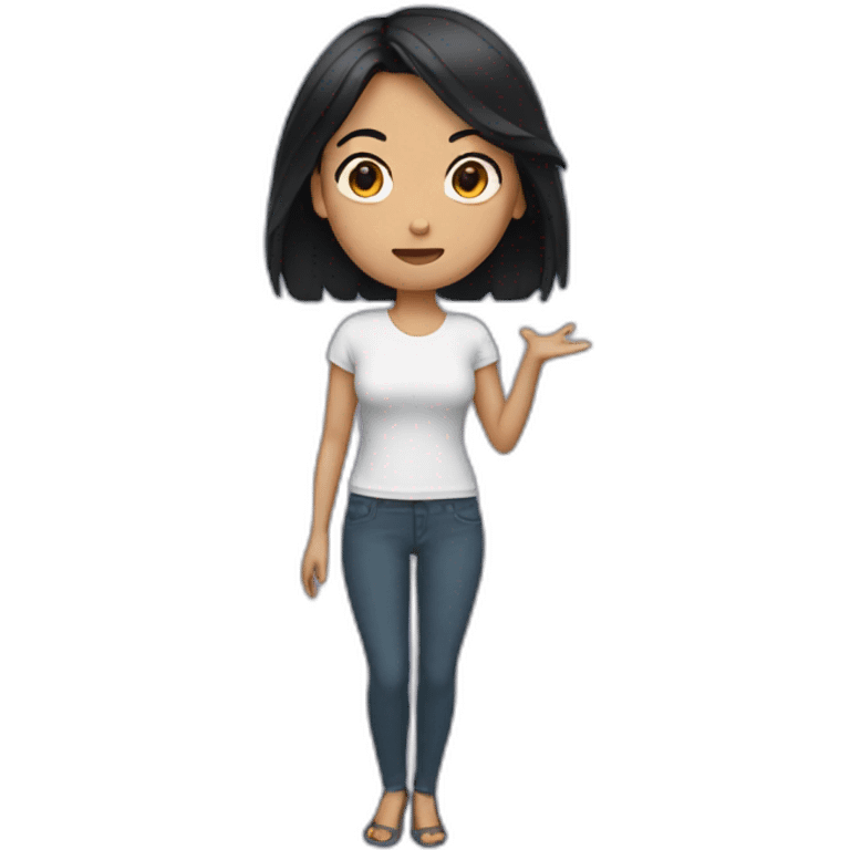 Woman Shrugging with black hair emoji