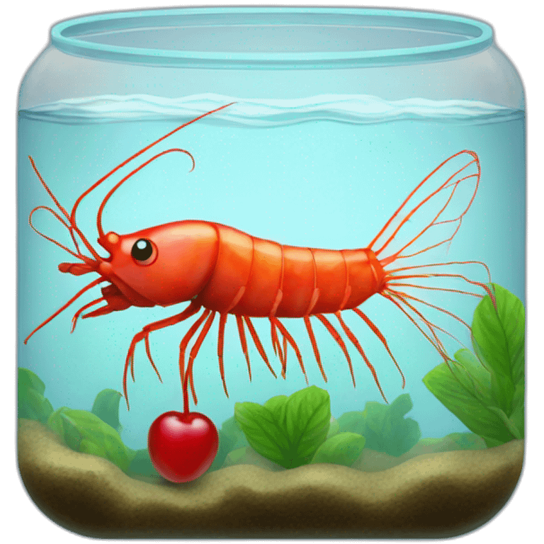 Shrimp red cherry in aquarium emoji