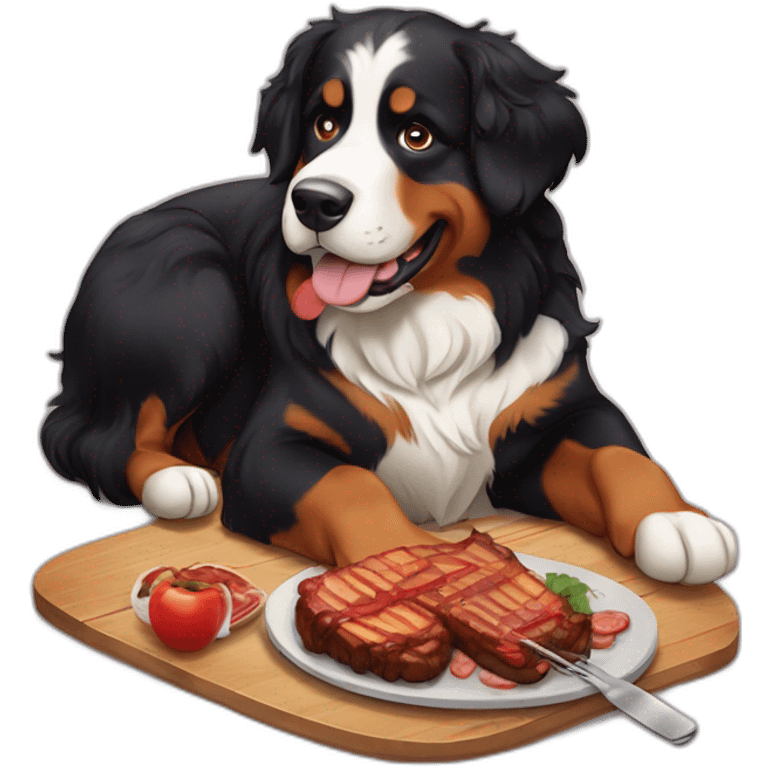 bernese mountain dog eating bbq emoji