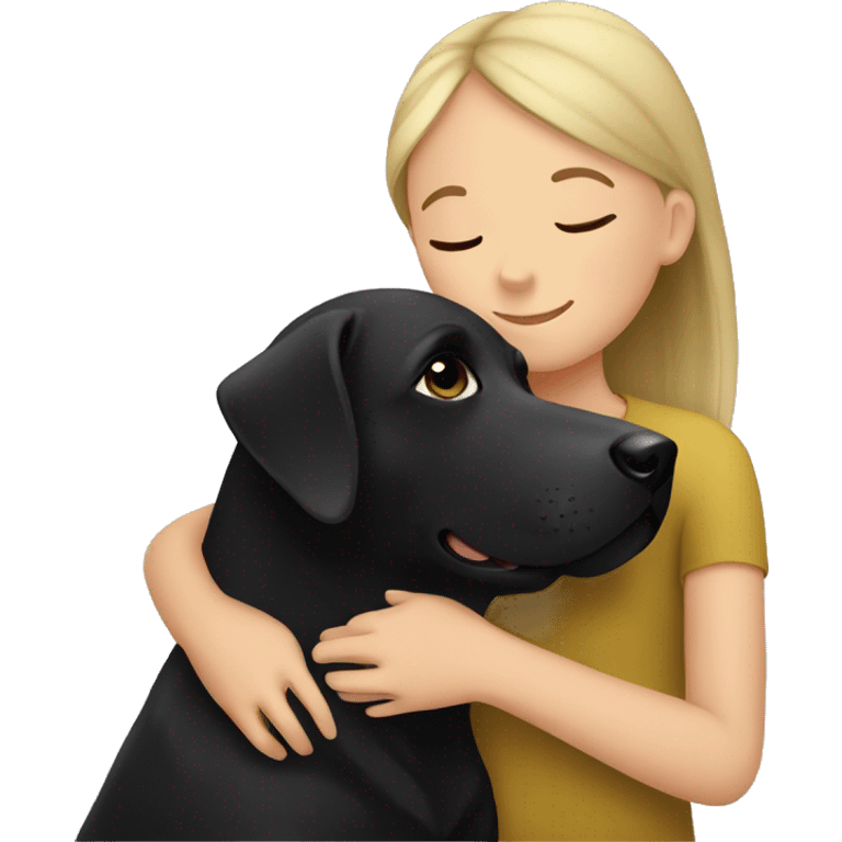 Black Labrador with girl cuddling emoji